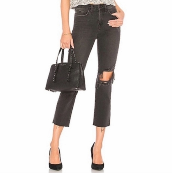 L’agence Audrina straight High Rise vintage black worn destruct Jeans - Picture 2 of 16